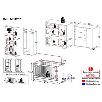 Quarto Infantil Completo Algodão Doce Multimóveis Mp4252 Branco/rosa