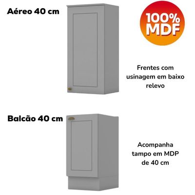 Cozinha Modulada 10 Pecas 240 Cm Ce792 Americana Henn Cinza Calcare