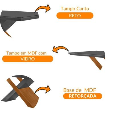 Mesa Sala De Jantar Carol 180cm Em Mdf Vidro Grafite/ Imbuia