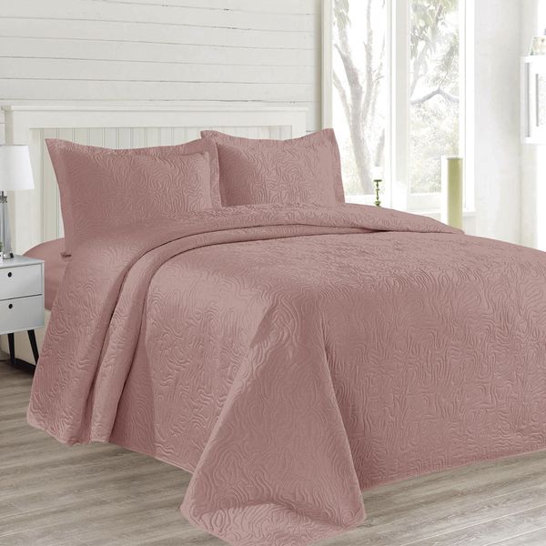 Kit Colcha Queen Boutis Mf Cazza Organic com 3 Peças Rosa 230x250cm