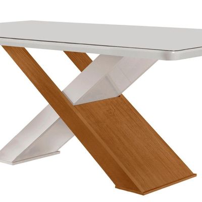 Mesa Sala De Jantar Carol 180cm Em Mdf E Vidro