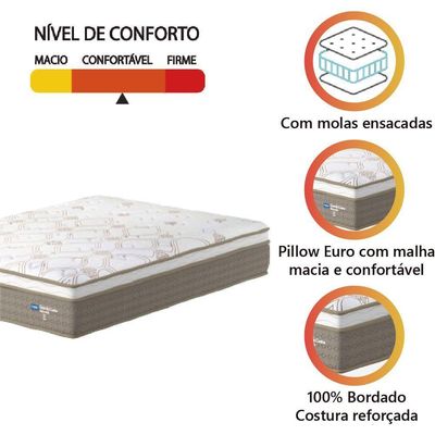 Colchão Casal Molas Ensacadas Guarda Costas Alameda 138x188x30cm Marrom-branco Probel Marrom-branco