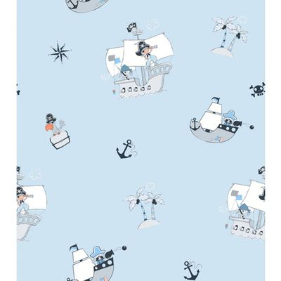 Papel De Parede Treboli Azul Piratas 5833 - Rolo 10m X 0,53m