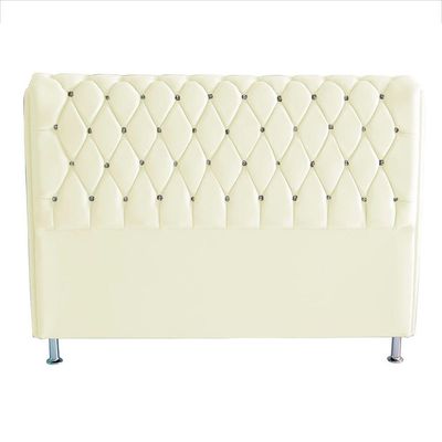 Cabeceira De Cama Box Londres Casal 140 Cm Suede Botão De Strass Branco Do Lar Móveis E Decoração