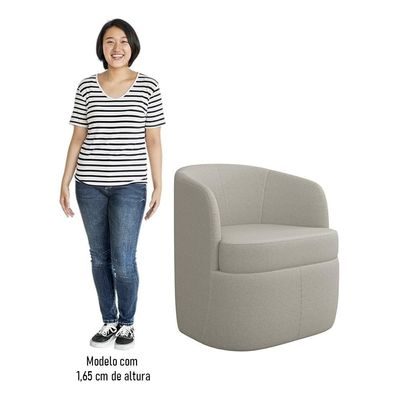 Poltrona Giratória Decorativa Para Sala Dandara K04 Bouclê Bege - Mpozenato