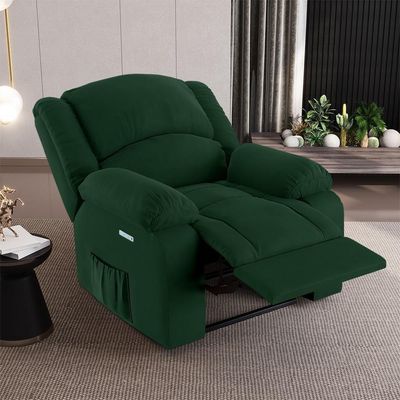 Poltrona Do Papai Reclinável Pietra Elétrica Led Massagem Fh9 Veludo Verde - Mpozenato