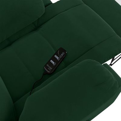 Poltrona Do Papai Reclinável Pietra Elétrica Led Massagem Fh9 Veludo Verde - Mpozenato