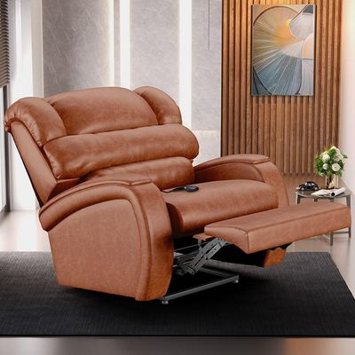 Poltrona Do Papai Reclinável Kalie Controle Power Elétrico Fh9 Pu Caramelo Brilho - Mpozenato
