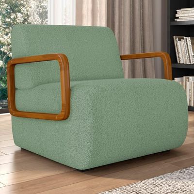Poltrona Decorativa Orgânica Para Sala Belarus K04 Bouclê Oliva - Mpozenato