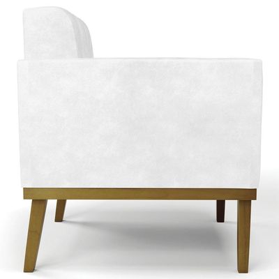 Poltrona Decorativa Base Madeira Castanho Ana Sintético Pu Branco - Ibiza