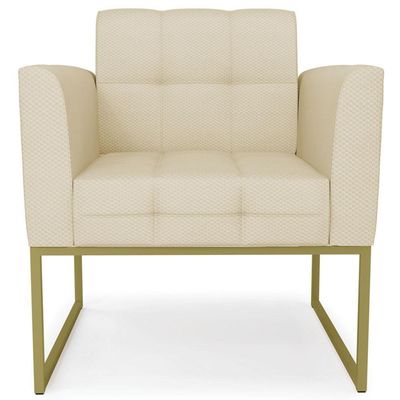 Poltrona Base Industrial Dourado Kit 2 Ana Veludo Luxo Off White - Ibiza