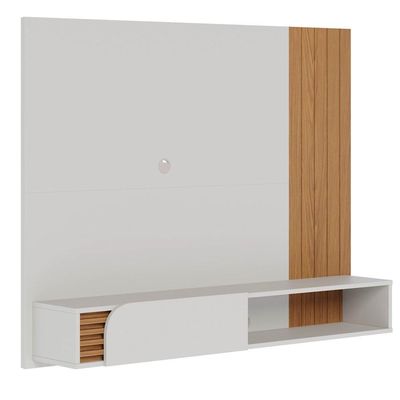 Painel Para 55 Pol Com Bancada Madrid C05 Off White Matte-freijó - Mpozenato