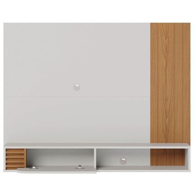 Painel Para 55 Pol Com Bancada Madrid C05 Off White Matte-freijó - Mpozenato