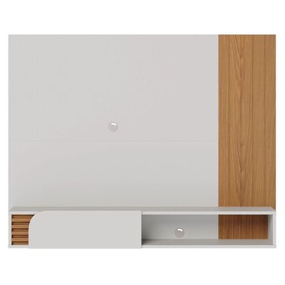 Painel Para 55 Pol Com Bancada Madrid C05 Off White Matte-freijó - Mpozenato