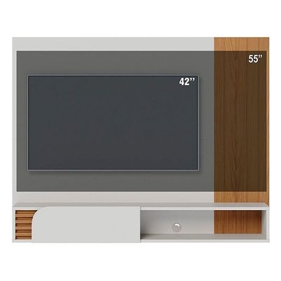 Painel Para 55 Pol Com Bancada Madrid C05 Off White Matte-freijó - Mpozenato