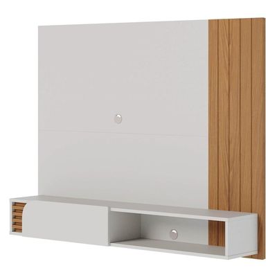 Painel Para 55 Pol Com Bancada Madrid C05 Off White Matte-freijó - Mpozenato