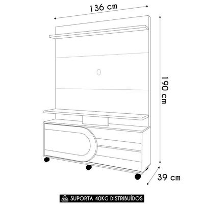 Estante Painel De 55 Pol 136cm Urbe H01 Castanho-off White - Mpozenato