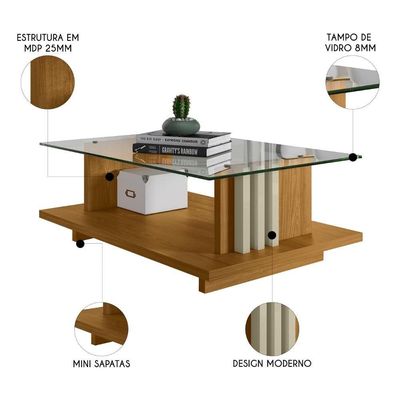 Mesa De Centro Com Detalhe Ripado Fire Z10 Cumaru-opala - Mpozenato