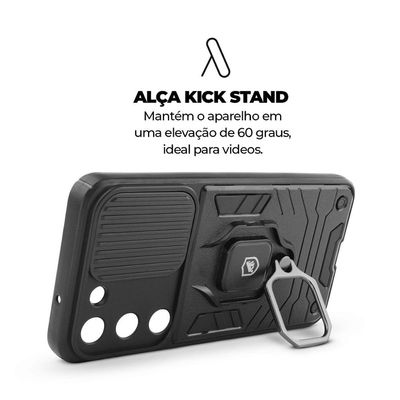 Kit Capa Defender e Pelicula Coverage 5D Pro Preta para Samsung Galaxy S23 Plus - Gshield