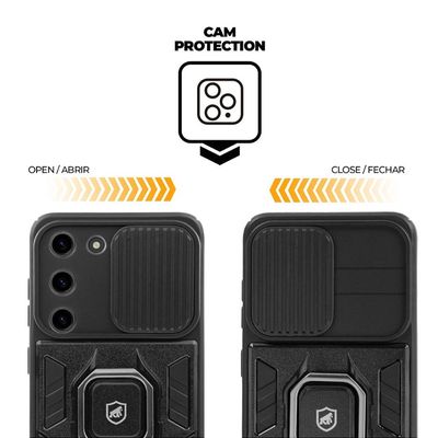 Kit Capa Defender e Pelicula Coverage 5D Pro Preta para Samsung Galaxy S23 Plus - Gshield