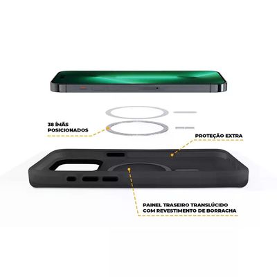 Kit Capa Magsafe Pro Preta e Pelicula Ultra Glass para iPhone 15 - Gshield