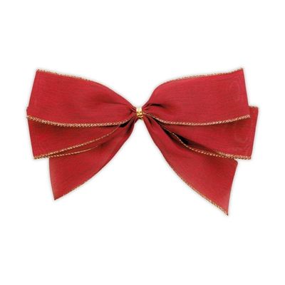 Kit Laços Natal Veludo Vermelho Dourado 25cm - 4 Unidades