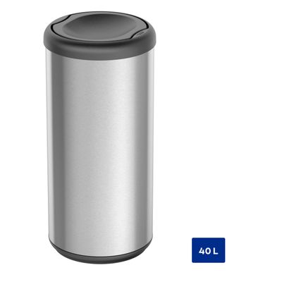 Lixeira Inox Tramontina Piemonte 40 Litros Scotch Brite e Tampa Basculante Preta
