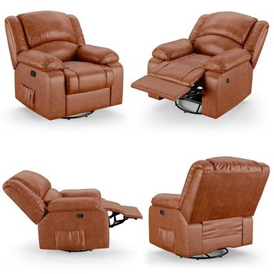 Poltrona Do Papai Reclinável Pietra Glider Giratória Massagem Fh9 Pu Caramelo Brilho - Mpozenato