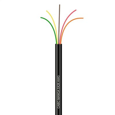 Cabo Manga 5x26 AWG - sem Blindagem Preto - 30 Metros