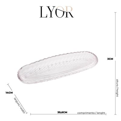 Prato Decorativo de Cristal Leaf 39x14x3cm Lyor Travessa Bandeja de Aparador