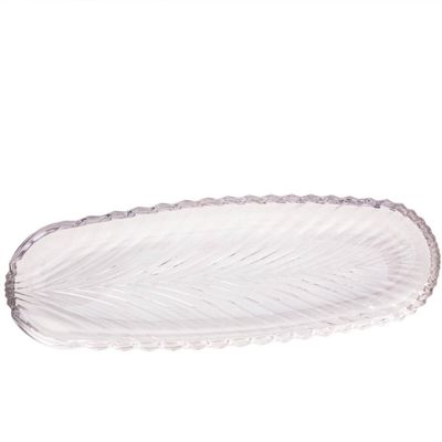 Prato Decorativo de Cristal Leaf 39x14x3cm Lyor Travessa Bandeja de Aparador