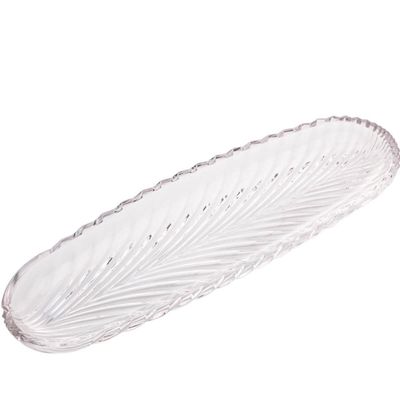 Prato Decorativo de Cristal Leaf 39x14x3cm Lyor Travessa Bandeja de Aparador
