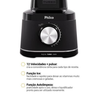 Liquidificador Philco 1500W 12 velocidades 3,1L PLQ15A 127V