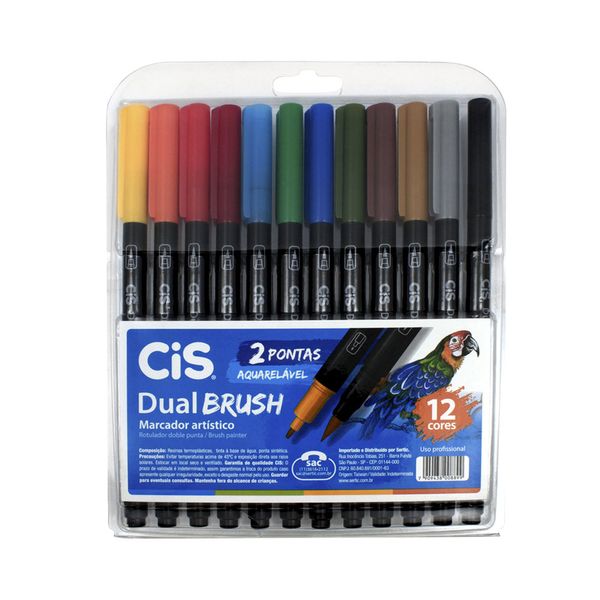 Marcador Artístico Cis Dual Brusch Aquarelável com 12 Cores Vibrantes Marcador Artístico Cis Dual Brusch Aquarelável com 12 Cores Vibrantes