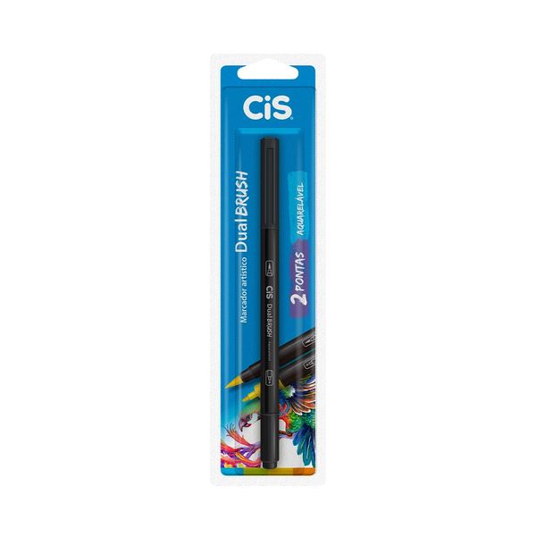Marcador Artístico Cis Dual Brush Fine Aquarelável Cinza 0.8mm