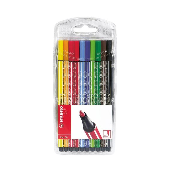 Caneta Hidrográfica Stabilo Pen 68 Fine 0.4mm com 10 Unidades Cores Vibrantes Caneta Hidrográfica Stabilo Pen 68 Fine 0.4mm com 10 Unidades Cores Vibrantes