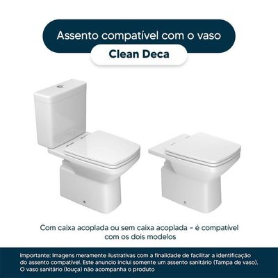 Tampa De Vaso Poliéster Clean Branco Para Bacia Deca 1.6gpf 6lpf