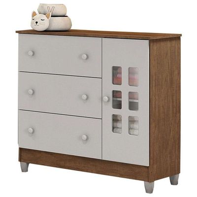 Berço Lila E Cômoda Mariah Branco Acetinado Amadeirado - Carolina