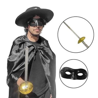5 Kit Fantasia Zorro Com Máscara E Espada
