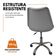 Kit 3 Cadeiras Office Base Cromada Com Rodizio Giratória Saarinen Cinza