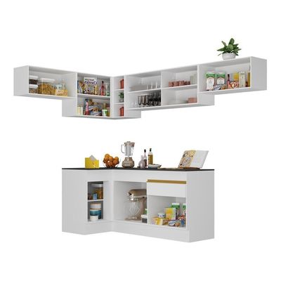 Cozinha Completa De Canto Mp2095 Com Armário E Balcão Branca