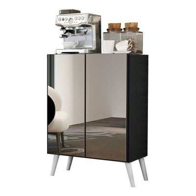 Aparador Buffet 2 Portas Retrô Vegas V3613 Preto/Branco