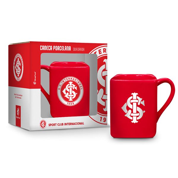Caneca Porcelana Quadrada BrasFoot Internacional 220 ML Licenciada Vermelho Caneca Porcelana Quadrada BrasFoot Internacional 220 ML Licenciada Vermelho