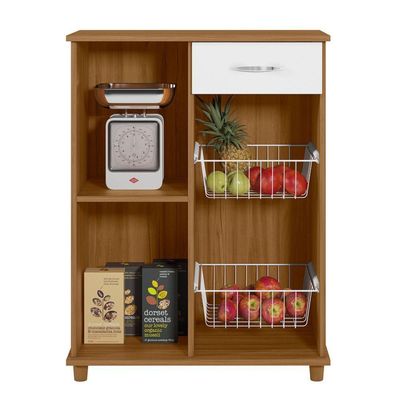 Balcão Fruteira Notável Belize New 1 Porta 1 Gaveta Freijo/branco