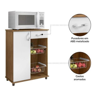 Balcão Fruteira Notável Belize New 1 Porta 1 Gaveta Freijo/branco