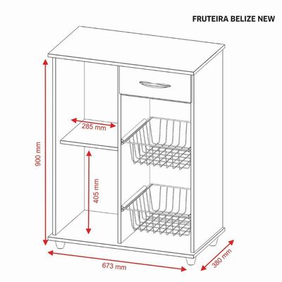 Balcão Fruteira Notável Belize New 1 Porta 1 Gaveta Freijo/branco