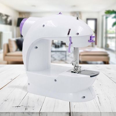 Mini Máquina De Costura Reta Portátil Bivolt Doméstica Compacta Branco