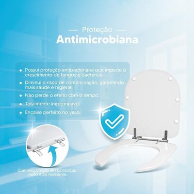 Tampa De Vaso Sanitário Poliéster Antimicrobiano Flox Branco Para Bacia Fiori
