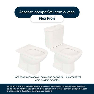 Tampa De Vaso Sanitário Poliéster Antimicrobiano Flox Branco Para Bacia Fiori