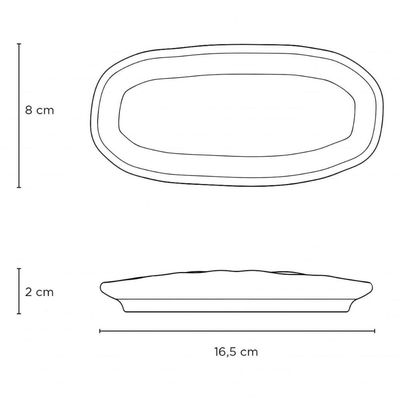 Kit 2 Travessas Rasas 16,5x8cm Orgânico Preto Cerâmica Mesa Posta Porto Brasil